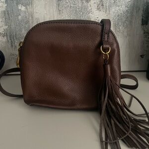 HOBO Brown Pebbled Leather Crossbody with Tassel Accent
